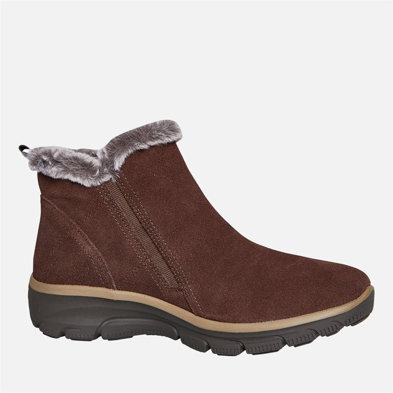 SKECHERS Womens Easy Going High Zip Boots Chocolate Brown - Image 5