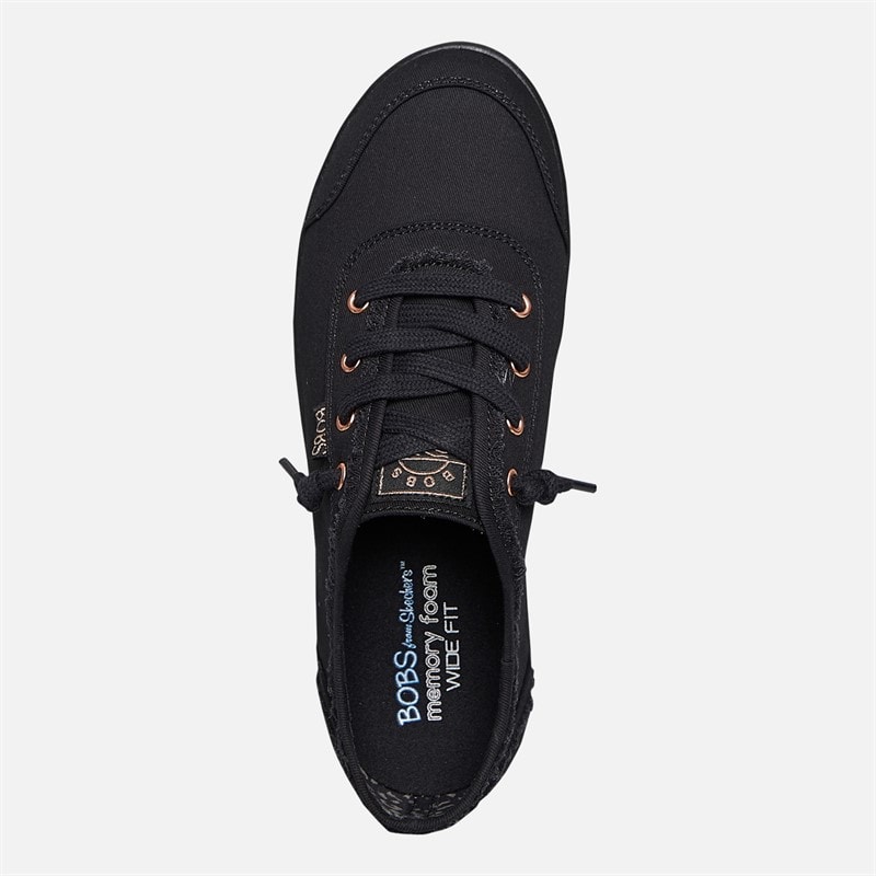 SKECHERS Womens Bobs B Cute Extra Wide Fit Canvas Shoes Black Mono - Image 4