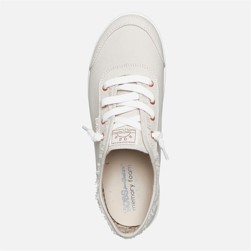 SKECHERS Womens Bobs B Cute Extra Wide Fit Canvas Shoes Natural - Image 4