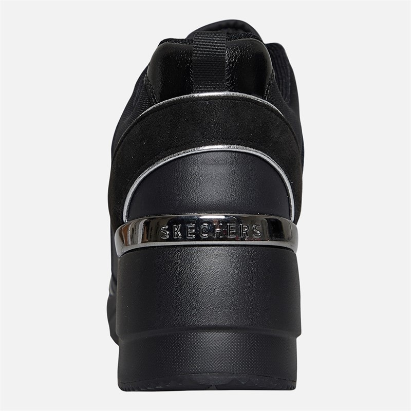 SKECHERS Womens Million High N Fly Wedge Trainers Black - Image 3