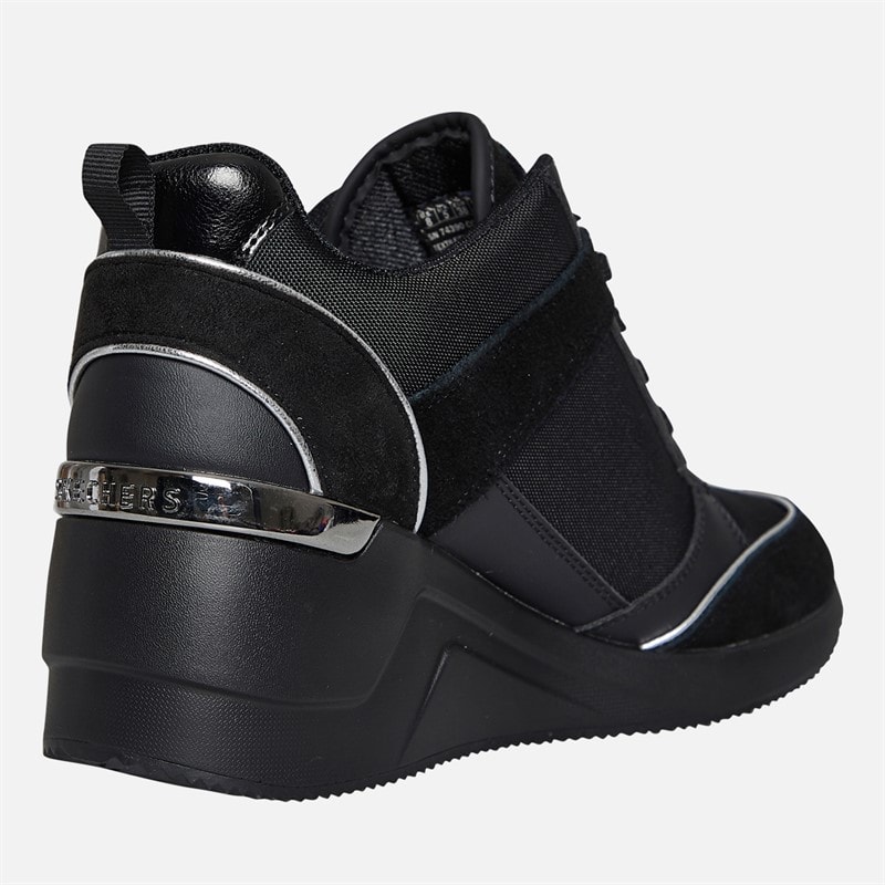 SKECHERS Womens Million High N Fly Wedge Trainers Black - Image 5
