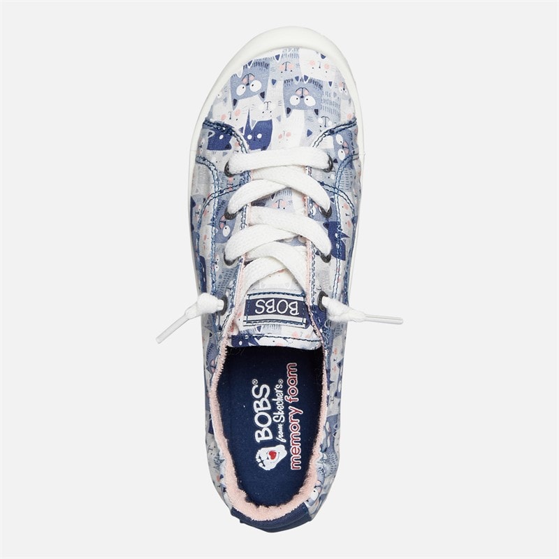 SKECHERS Womens Bobs Beach Bingo Wide Fit Canvas Shoes Navy - Image 4