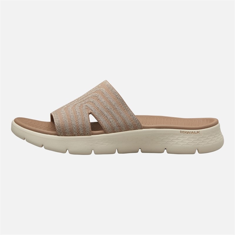SKECHERS Womens Go Walk Flex Stardust Sliders Taupe Textile