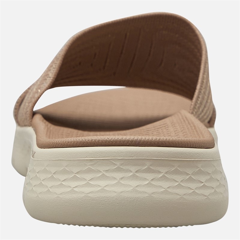 SKECHERS Womens Go Walk Flex Stardust Sliders Taupe Textile - Image 3