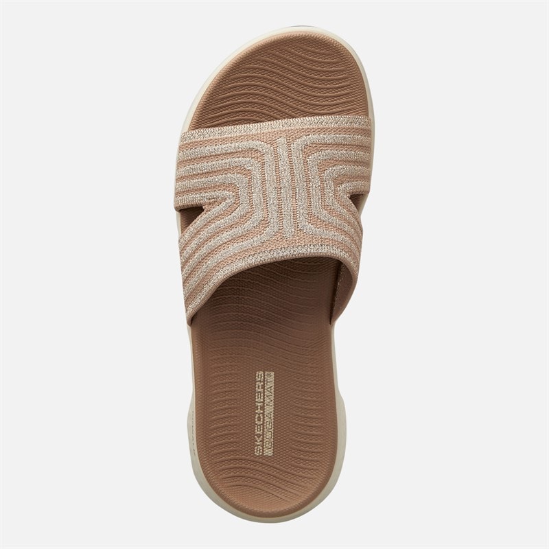 SKECHERS Womens Go Walk Flex Stardust Sliders Taupe Textile - Image 4