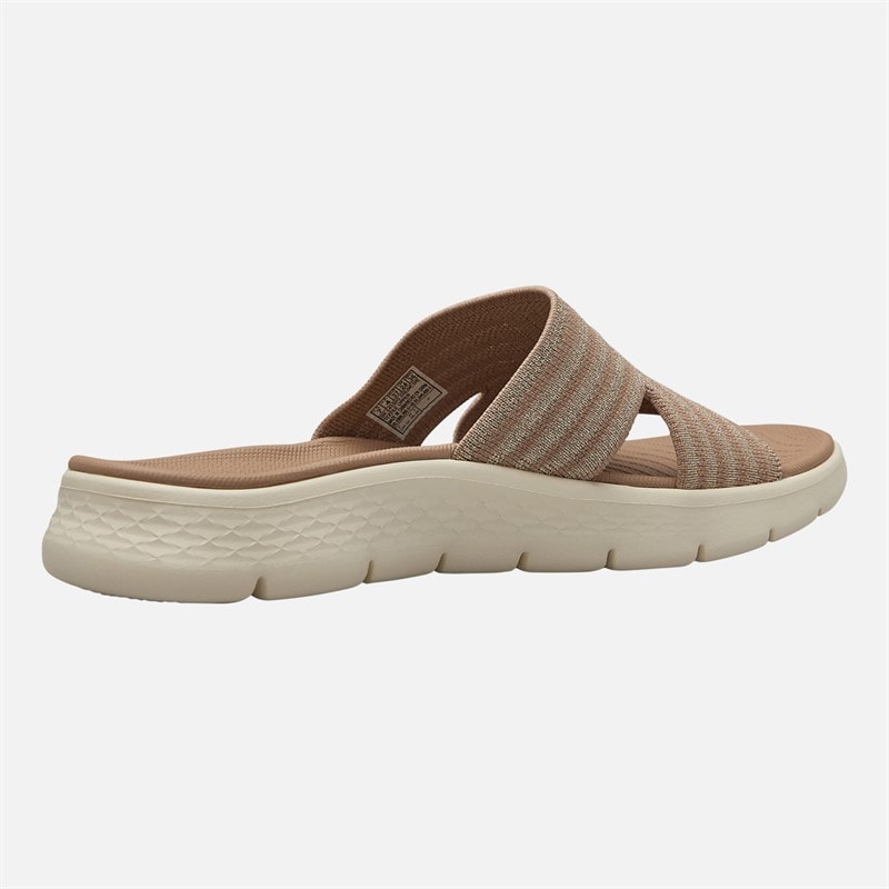 SKECHERS Womens Go Walk Flex Stardust Sliders Taupe Textile - Image 5
