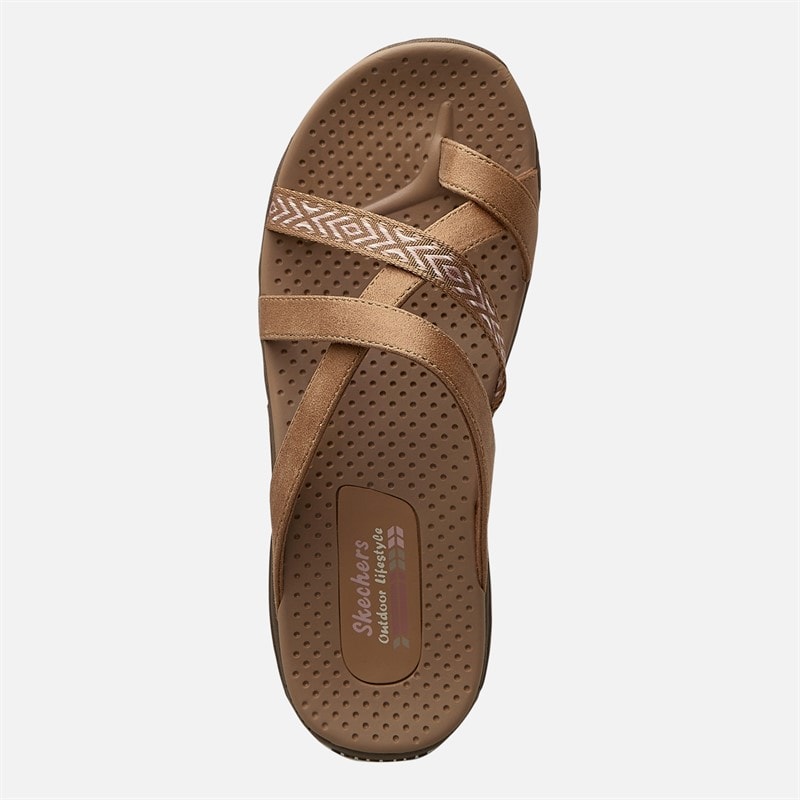 SKECHERS Womens Reggae Timeless Summer Sliders Chestnut - Image 4