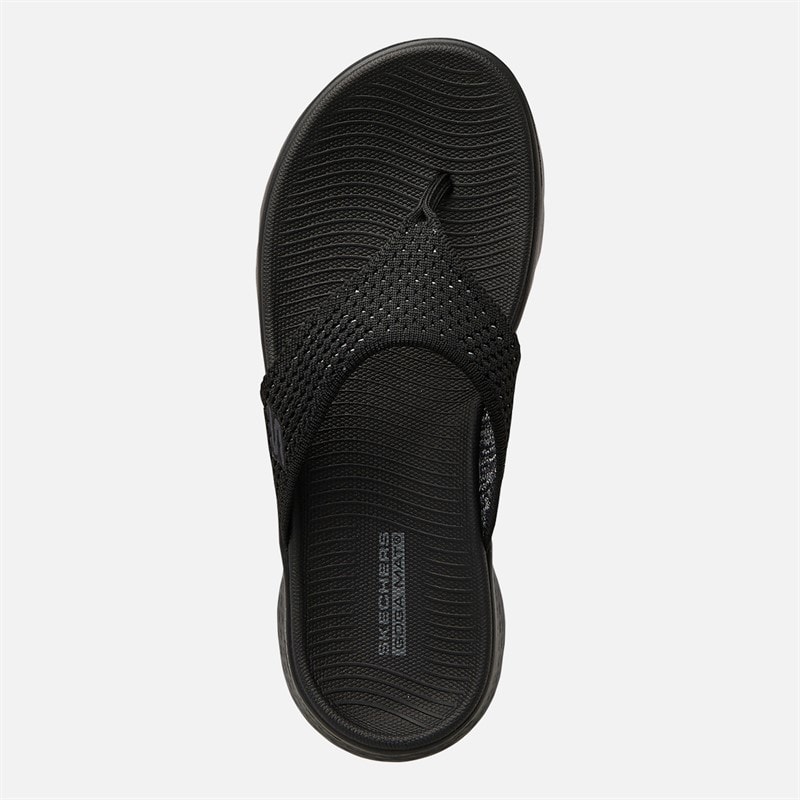 SKECHERS Womens Go Walk Flex Serenity Flip Flops Black/Grey - Image 4