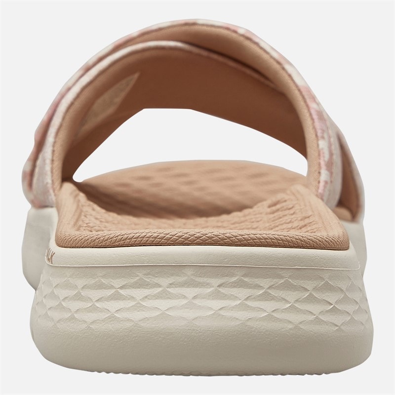 SKECHERS Womens Go Walk Flex Elsa Cross Strap Sliders Taupe/Multi - Image 3