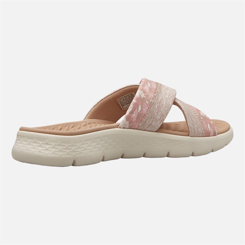 SKECHERS Womens Go Walk Flex Elsa Cross Strap Sliders Taupe/Multi - Image 5