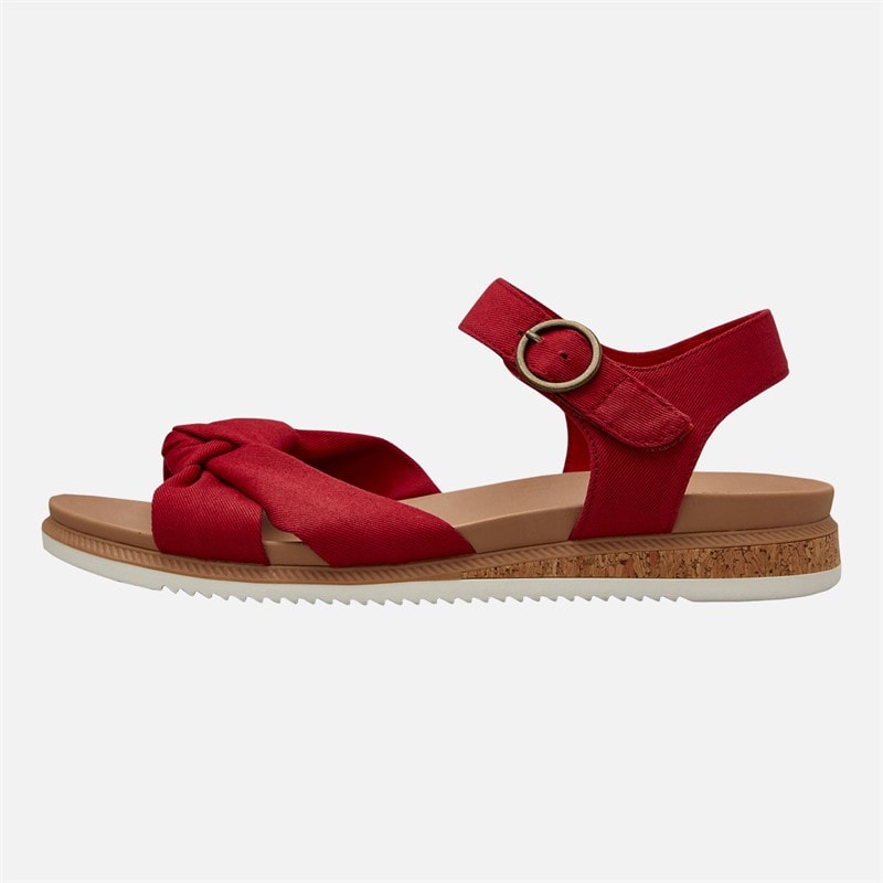SKECHERS Womens Desert Kiss Low Peak Sun Ankle Strap Sandals Red