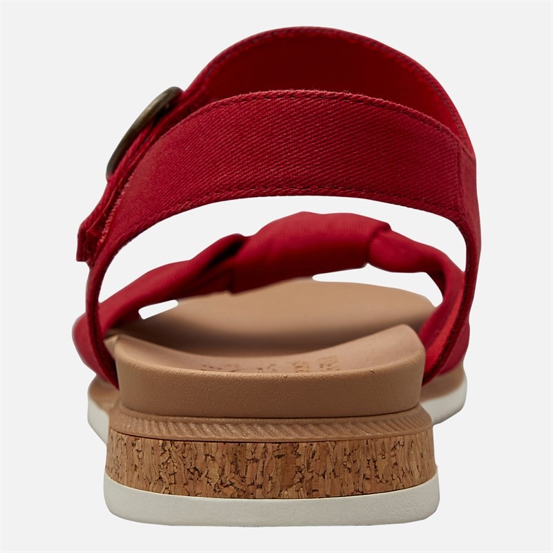 SKECHERS Womens Desert Kiss Low Peak Sun Ankle Strap Sandals Red - Image 3
