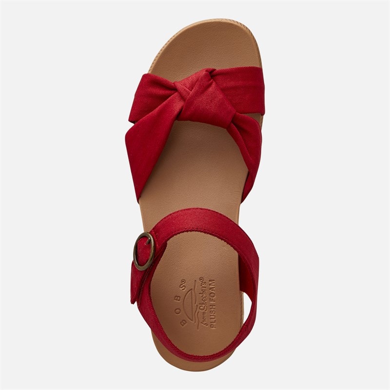 SKECHERS Womens Desert Kiss Low Peak Sun Ankle Strap Sandals Red - Image 4