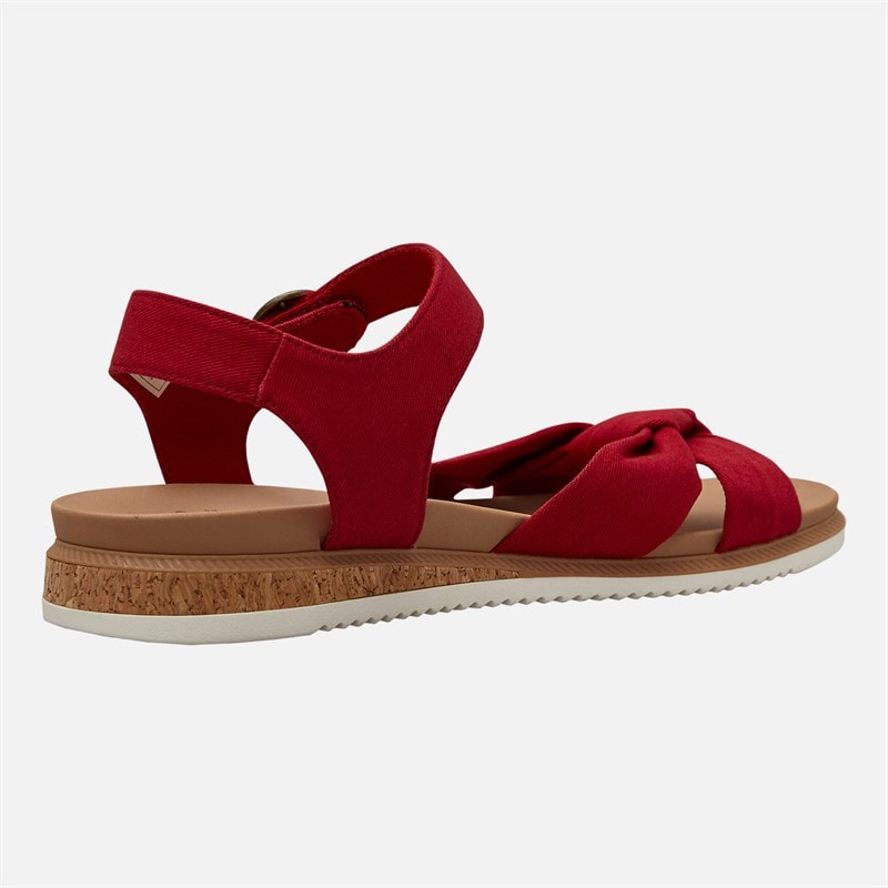SKECHERS Womens Desert Kiss Low Peak Sun Ankle Strap Sandals Red - Image 5