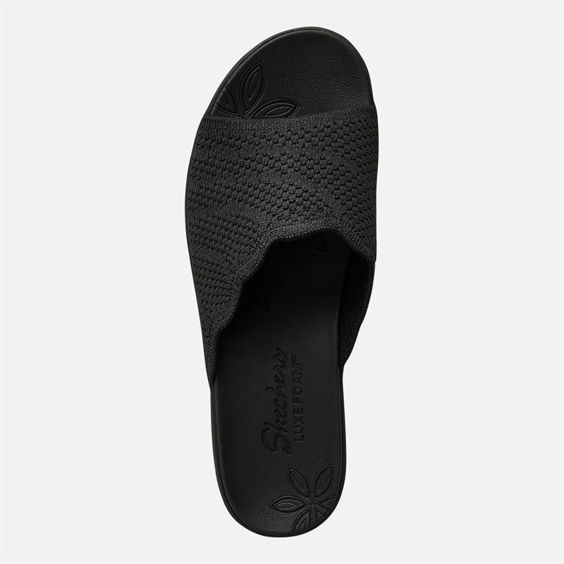 SKECHERS Womens Pier-Lite Classic Elegance Wedge Sliders Black - Image 4