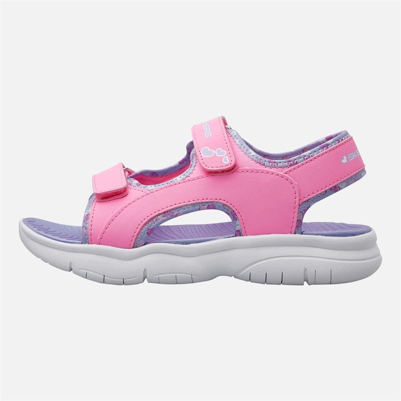 SKECHERS Junior Girls Flex Splash Heart Galore Sandals Hot Pink/Lavender - Image 2