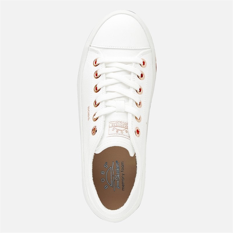 SKECHERS Womens Bobs Whinnie High Ranking Platform Trainers White - Image 4