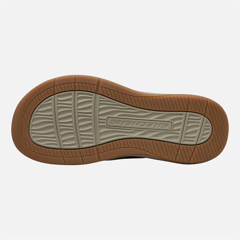 SKECHERS Mens Silva Falco Flip Flops Brown - Image 2
