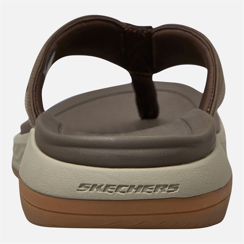 SKECHERS Mens Silva Falco Flip Flops Brown - Image 3