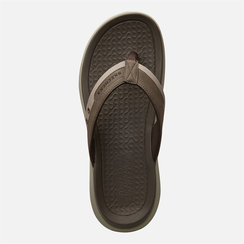 SKECHERS Mens Silva Falco Flip Flops Brown - Image 4