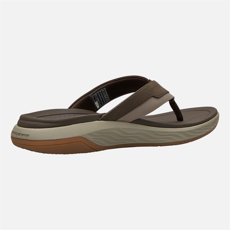 SKECHERS Mens Silva Falco Flip Flops Brown - Image 5