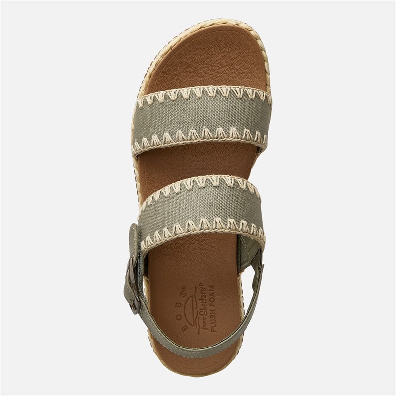 SKECHERS Womens Stormy Kiss Secure Storm Ankle Strap Sandals Olive Canvas - Image 4