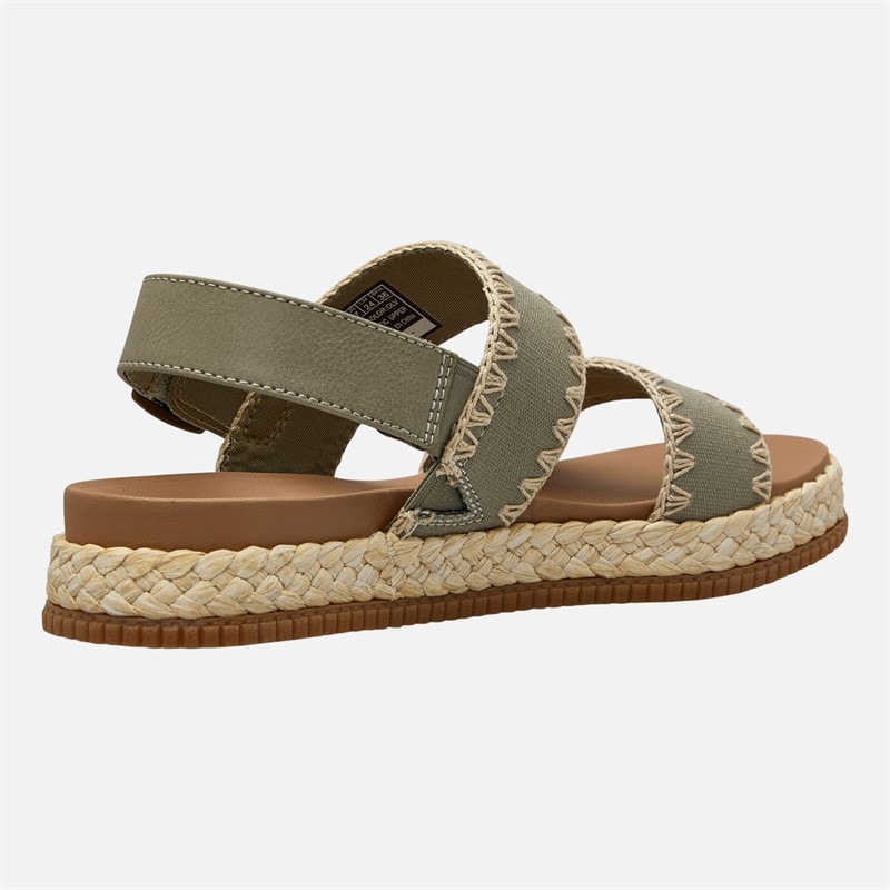 SKECHERS Womens Stormy Kiss Secure Storm Ankle Strap Sandals Olive Canvas - Image 5