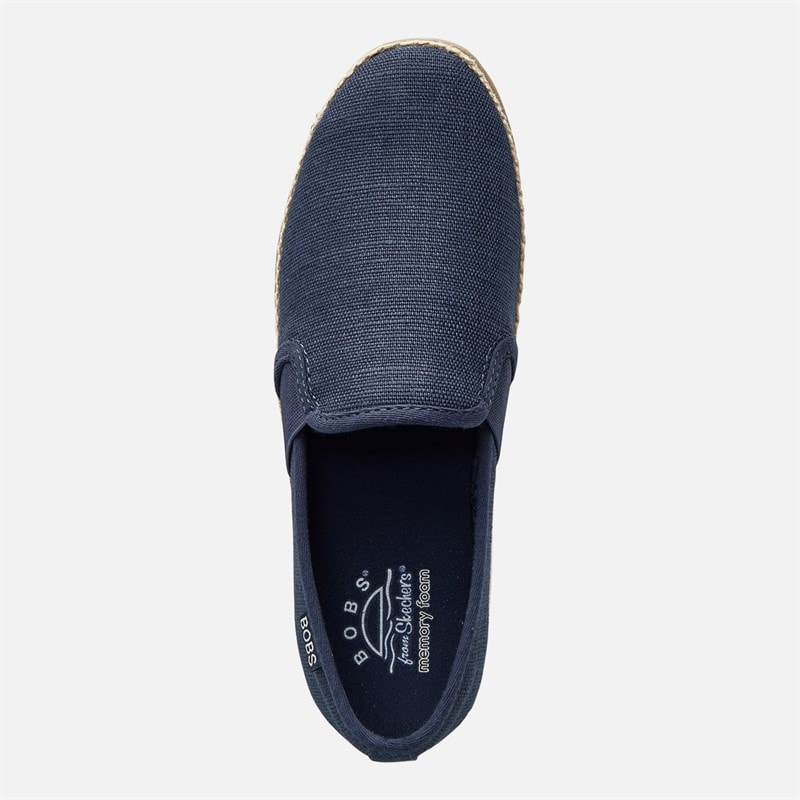 SKECHERS Womens Flexpadrille Lo Espadrilles Navy Linen - Image 4