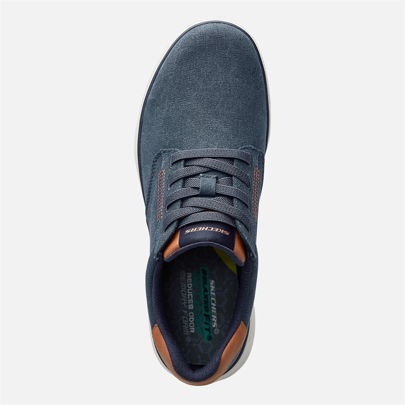 SKECHERS Mens Beckett Jojo Canvas Shoes Navy Canvas - Image 4