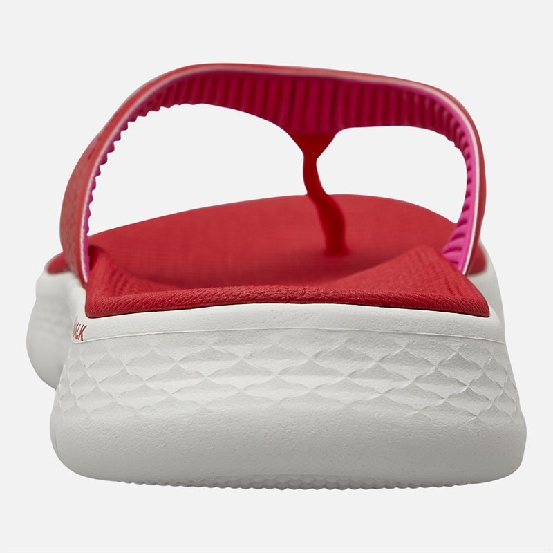 SKECHERS Womens Go Walk Flex Eve Flip Flops Red - Image 3
