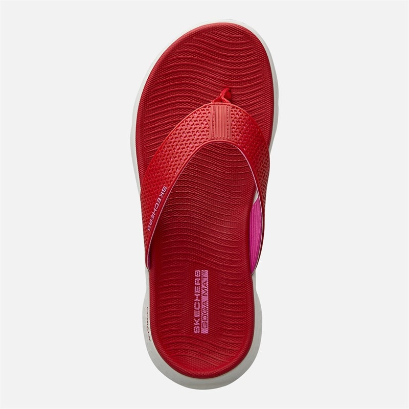 SKECHERS Womens Go Walk Flex Eve Flip Flops Red - Image 4