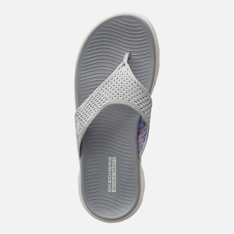 SKECHERS Womens Go Walk Flex Serenity Flip Flops Grey/Multi - Image 4