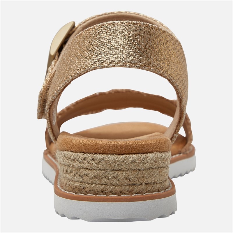 SKECHERS Womens Desert Kiss Gold Crush Ankle Strap Sandals Champagne - Image 3