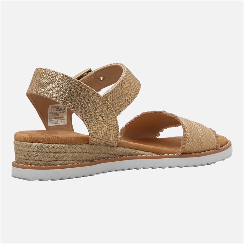 SKECHERS Womens Desert Kiss Gold Crush Ankle Strap Sandals Champagne - Image 5