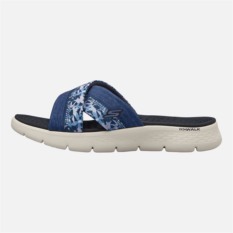 SKECHERS Womens Go Walk Flex Elsa Cross Strap Sliders Navy/Multi