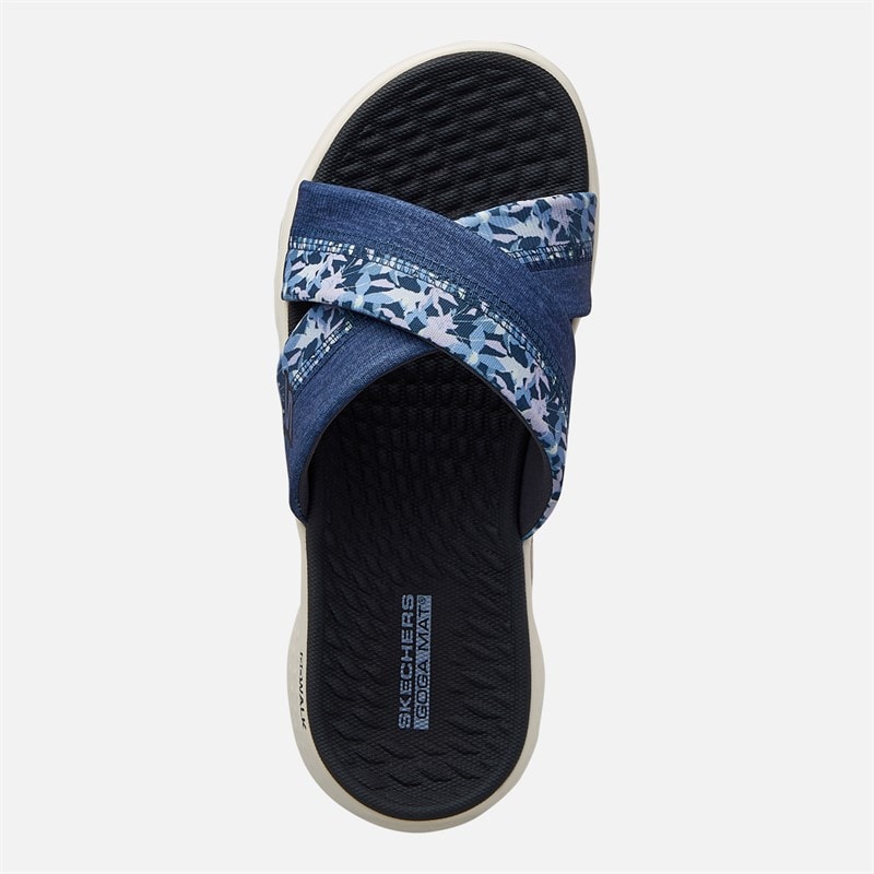 SKECHERS Womens Go Walk Flex Elsa Cross Strap Sliders Navy/Multi - Image 4