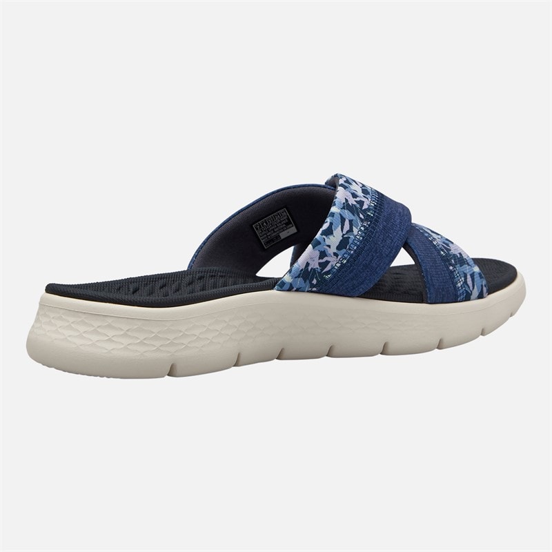 SKECHERS Womens Go Walk Flex Elsa Cross Strap Sliders Navy/Multi - Image 5