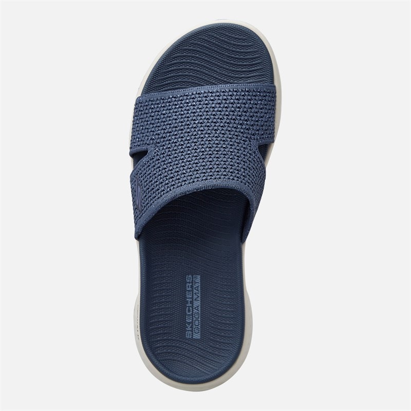 SKECHERS Womens Go Walk Flex Timeless Sliders Navy - Image 4