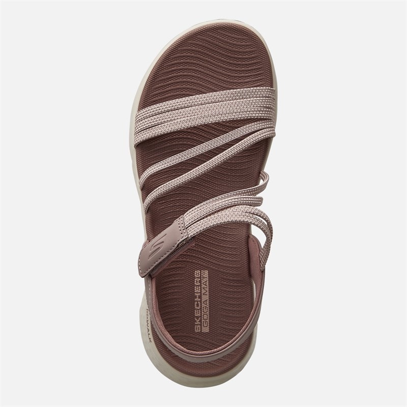 SKECHERS Womens Go Walk Flex Ankle Strap Sandals Mauve - Image 4