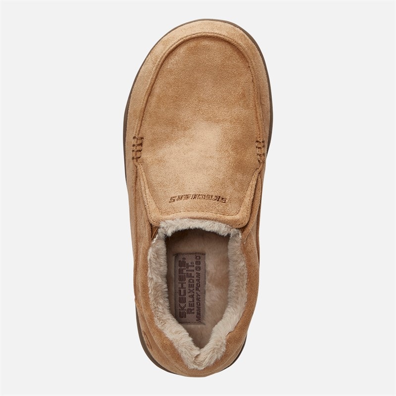 SKECHERS Mens Expected X Larmen Moccasin Slippers Tan - Image 4