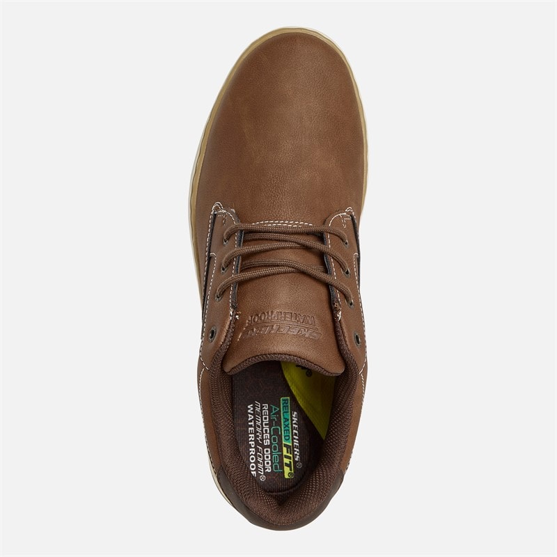 SKECHERS Mens Waterproof Relaxed Fit Garlan Pryor Shoes Brown - Image 4