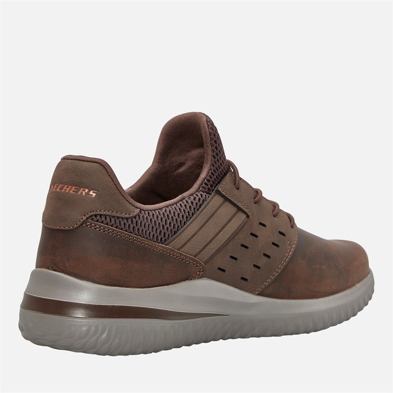 SKECHERS Mens Delson 3.0 Ezra Shoes Dark Brown - Image 5