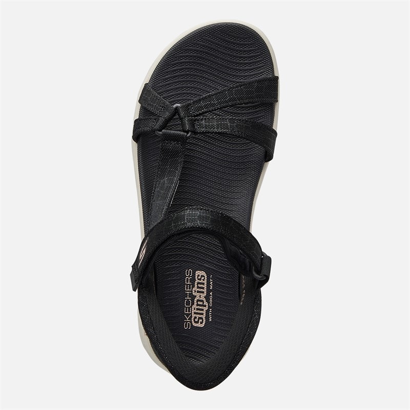 SKECHERS Womens Sssophia Go Walk Flex Sandals Black/Rose Gold Metallic - Image 4