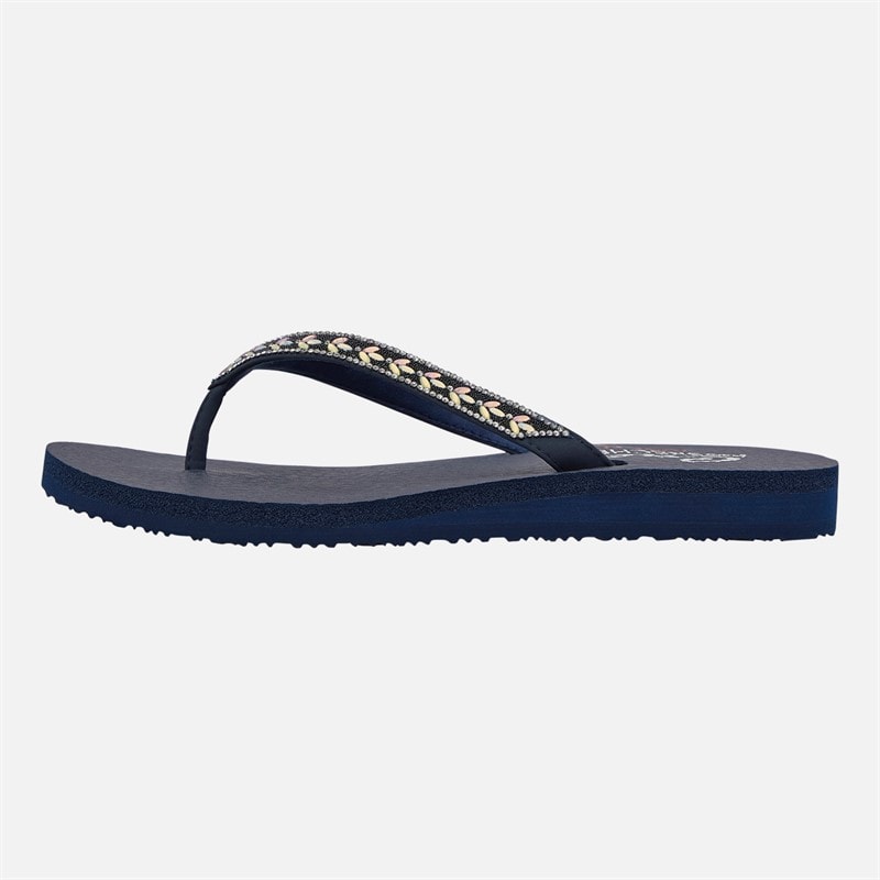SKECHERS Womens Lucky One Meditation Flip Flops Navy Metallic - Image 1