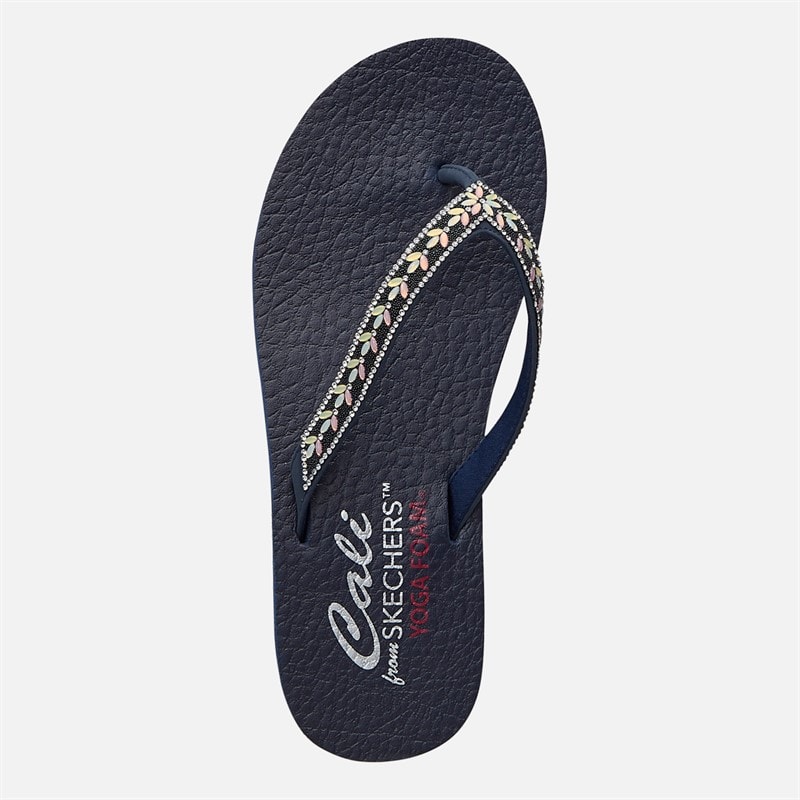 SKECHERS Womens Lucky One Meditation Flip Flops Navy Metallic - Image 4