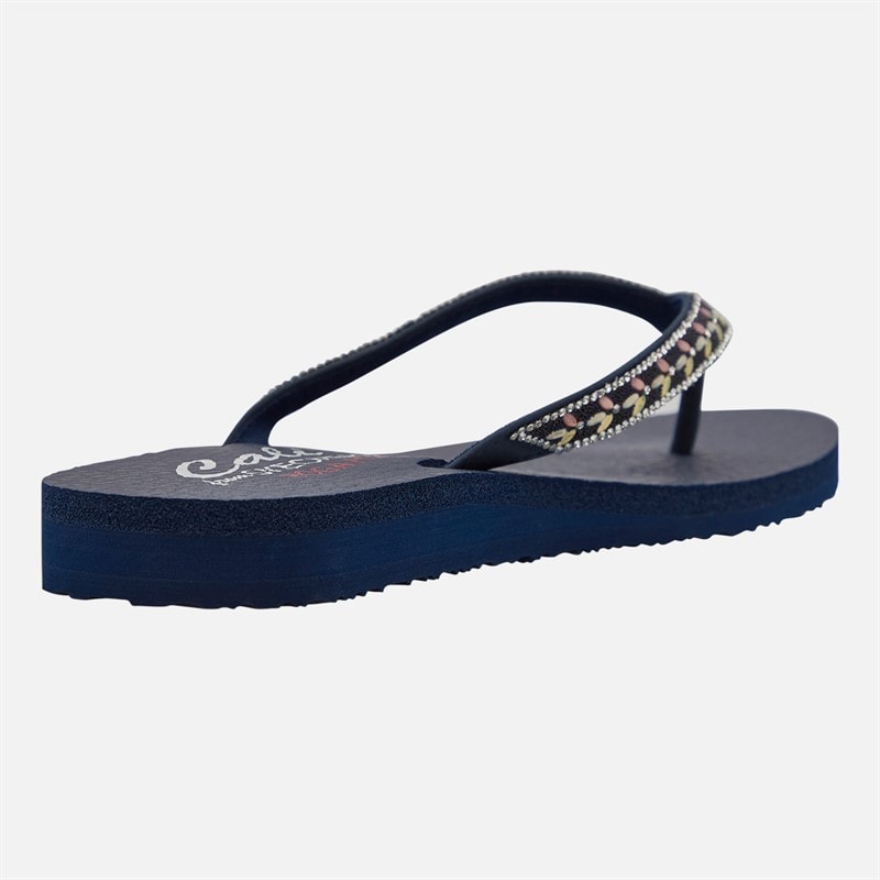 SKECHERS Womens Lucky One Meditation Flip Flops Navy Metallic - Image 5