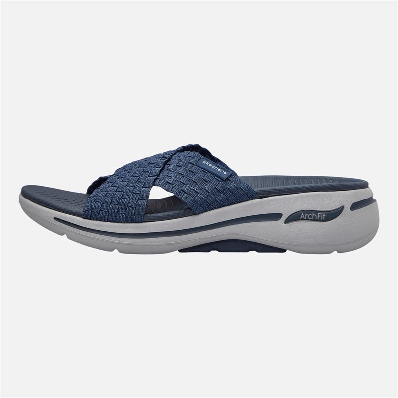 SKECHERS Womens Wondrous Go Walk Arch Fit Sandals Navy - Image 1