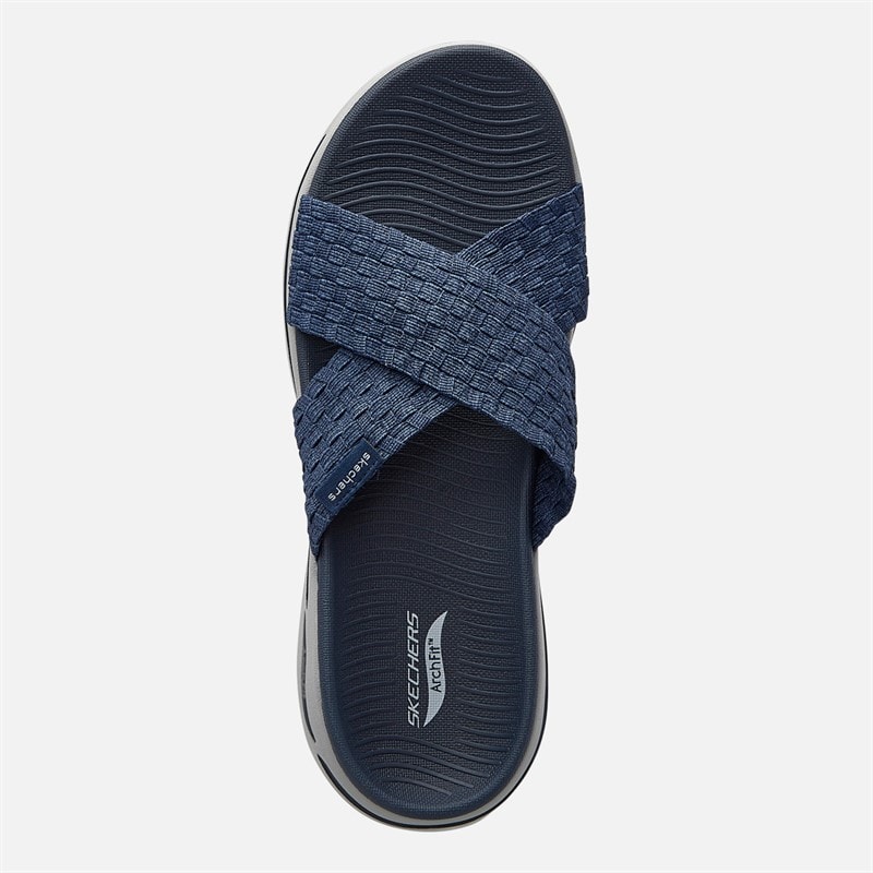 SKECHERS Womens Wondrous Go Walk Arch Fit Sandals Navy - Image 4
