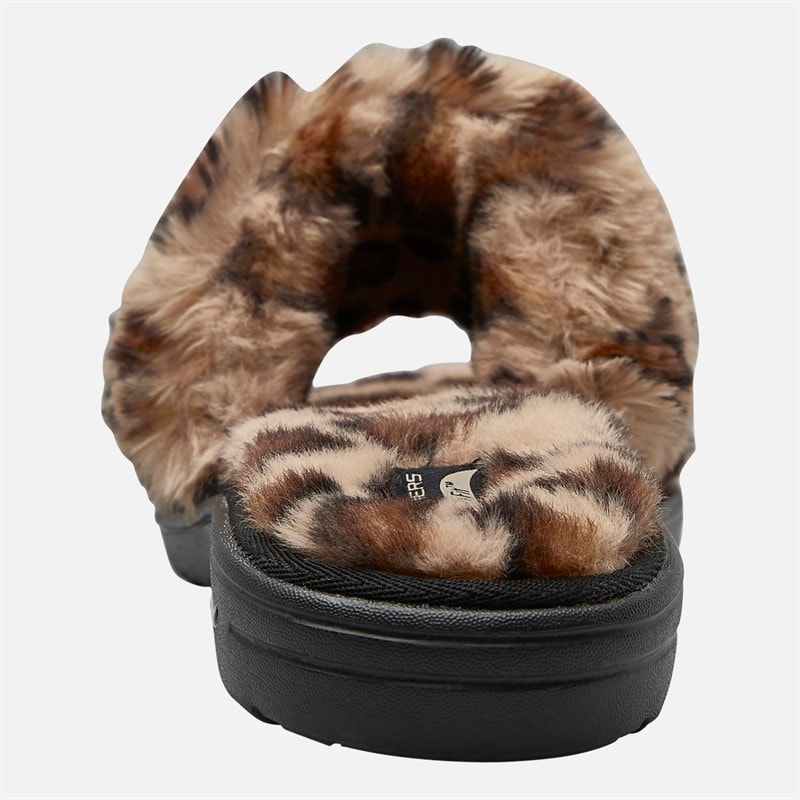 SKECHERS Womens Furreal Arch Fit Lounge Slippers Leopard - Image 3