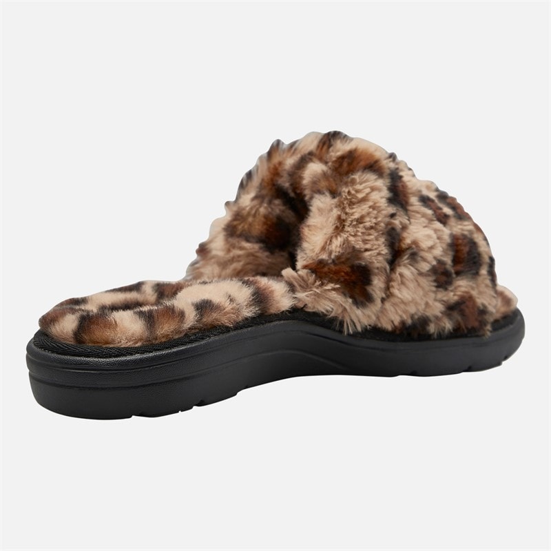SKECHERS Womens Furreal Arch Fit Lounge Slippers Leopard - Image 5